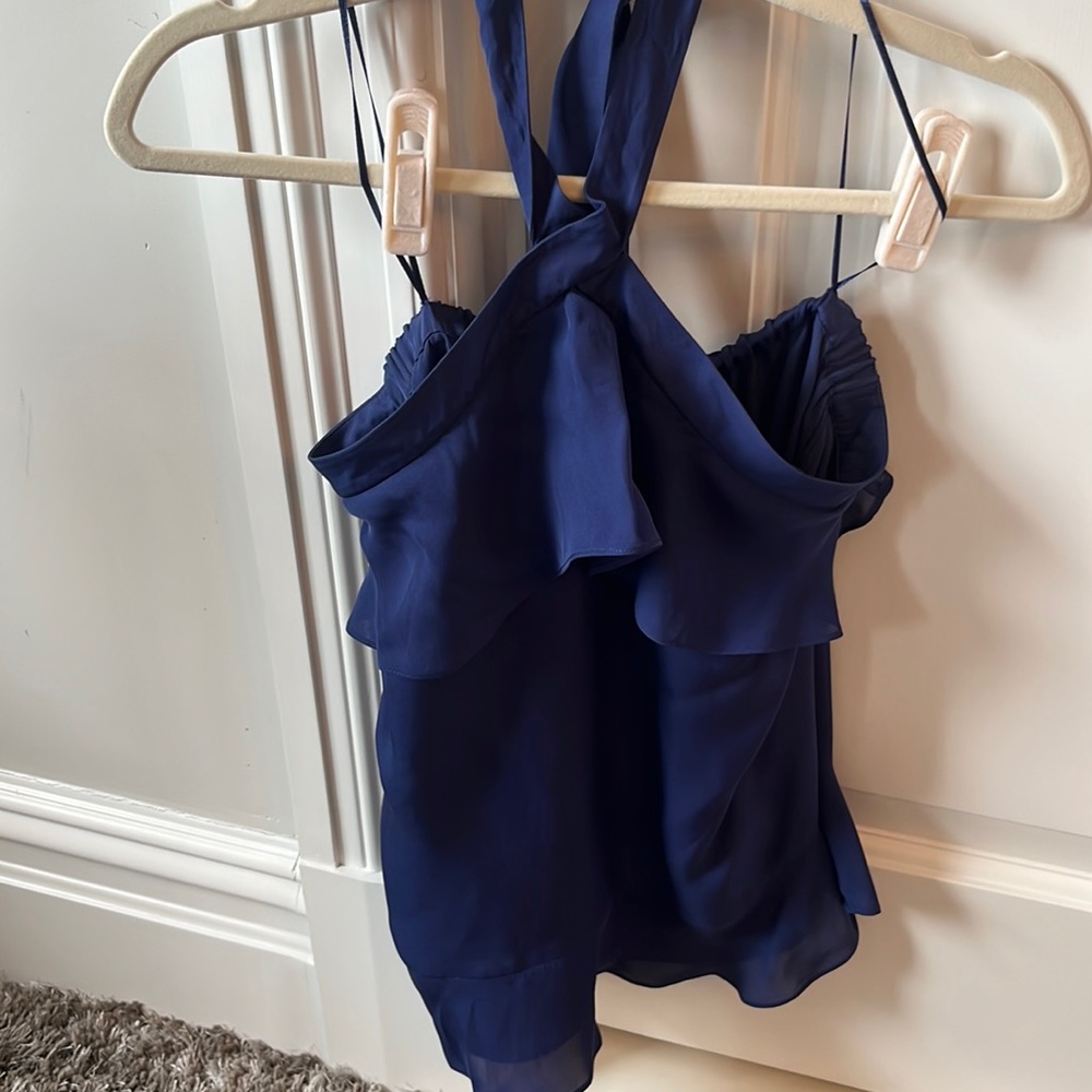 Parker xs blue halter silk blouse